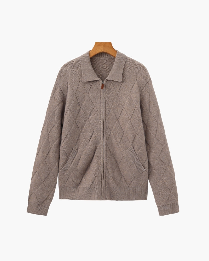 Cárdigan Heritage Diamond Knit con Cremallera